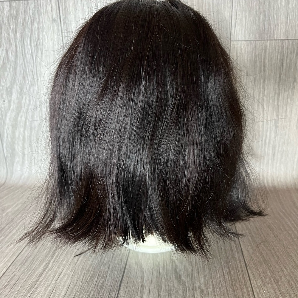 Straight human Hair wig 10 inches 1B Dark Brown brand new bob lace baby hairs B1